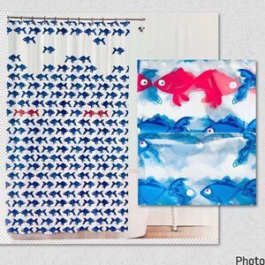 NWT Splash HOME Gorgeous Peva TRYST Clear Blue & Pink Fishes Shower Curtain
